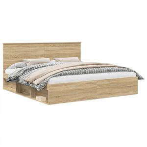 vidaXL Voodi raam peaga Sonoma 200 x 200 cm Tahke m&auml;nd