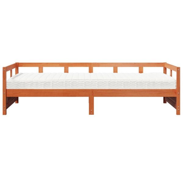 vidaXL p&auml;evavoodi madratsiga, vahapruun, 90x200 cm, m&auml;nnipuit