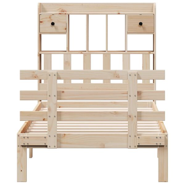 vidaXL riiuliga voodiraam ilma madratsita, 90x200 cm, m&auml;nnipuit