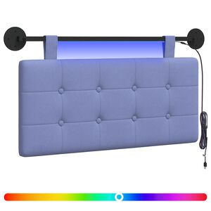 vidaXL Rippuv voodipeats LED-valgustusega Jeans sinine kangas