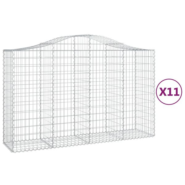 vidaXL kaarekujulised gabioonkorvid 11 tk, 200x50x120/140 cm, raud