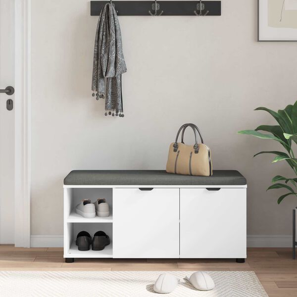 vidaXL Hallipink padjaga riiuliga ladustamisega Valge 100 x 38 x 46 cm