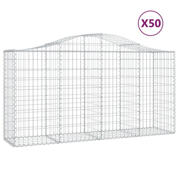 vidaXL kaarekujulised gabioonkorvid 50 tk, 200x50x100/120 cm, raud