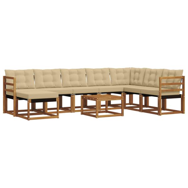 vidaXL V&auml;li diivanikomplekt padjaga 9 pcs Looduslik ja beež