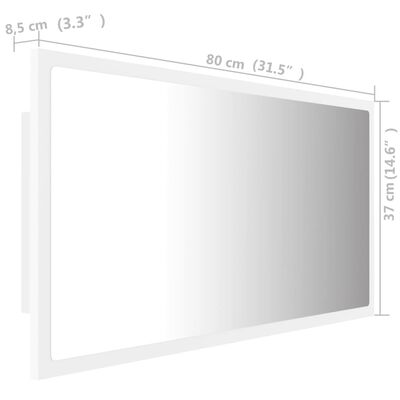 vidaXL LED vannitoa peeglikapp, valge, 80x8,5x37 cm, puitlaastplaat
