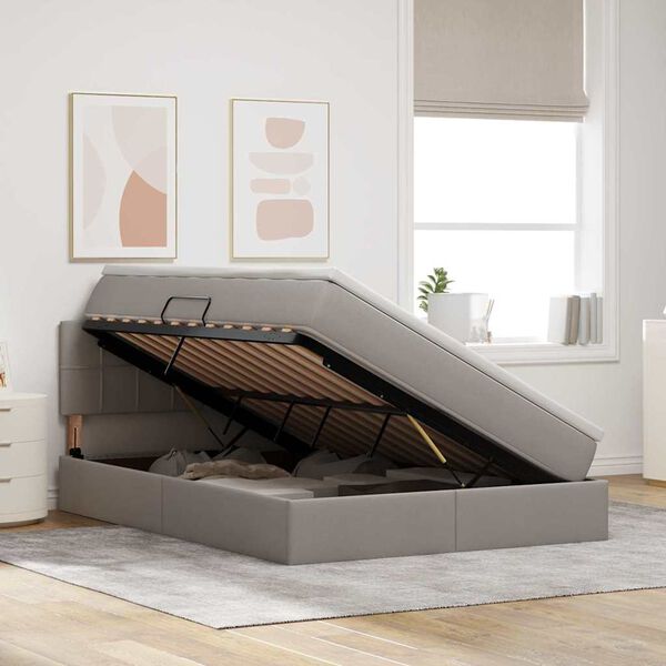 vidaXL Voodi hoiukohaga ja madratsiga peaga Pruunikashall 140 x 190 cm