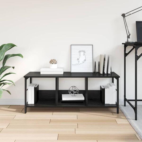 vidaXL Raamatukapp Must tamm 102 x 32 x 40,5 cm Tehispuit