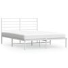 vidaXL metallist voodiraam peatsiga, valge, 160x200 cm