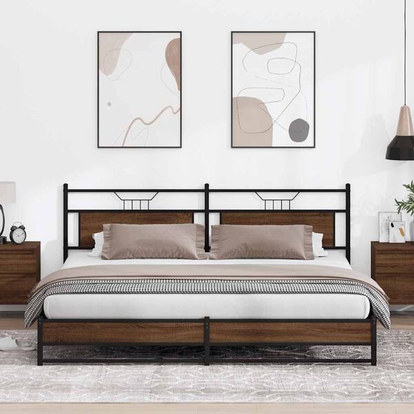 vidaXL metallist voodiraam ilma madratsita pruun tamm 200x200 cm