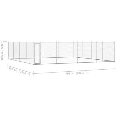 vidaXL koeraaedik, tsingitud teras, 760 x 760 x 185 cm