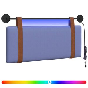 vidaXL Rippuv voodipeats LED-valgustusega Jeans sinine Antiik PU