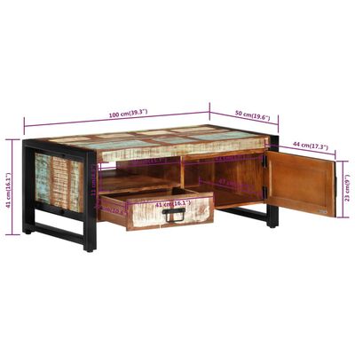 vidaXL kohvilaud, 100 x 50 x 41 cm, taastatud puit