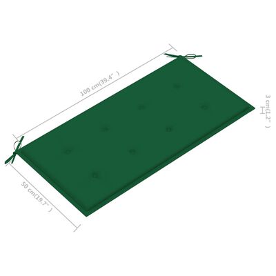 vidaXL aiapink rohelise padjaga, 112 cm, toekas tiikpuu