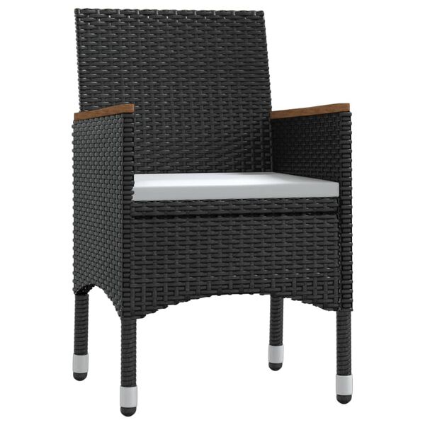 vidaXL 3-osaline aiamööbli komplekt patjadega, must