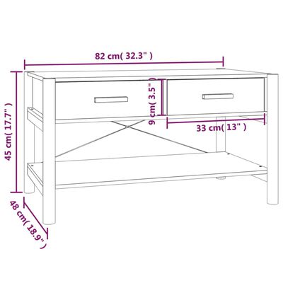 vidaXL kohvilaud, valge, 82 x 48 x 45 cm, tehispuit
