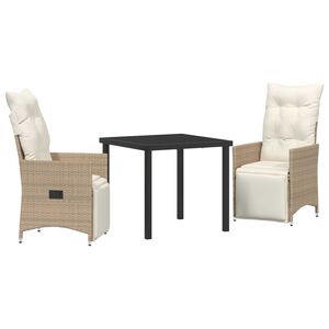 vidaXL Aia s&ouml;&ouml;gilaudade komplekt padjaga 3 pcs Beež pol&uuml;rotang