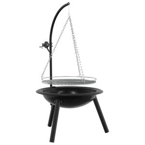 vidaXL Tuleplats reguleeritava grillrestiga ⌀55,5 x 107,5 cm Teras