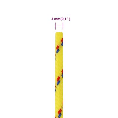 vidaXL paadiköis, kollane, 3 mm, 25 m, polüpropüleen