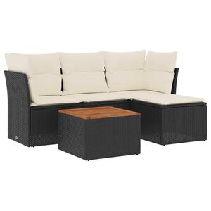 vidaXL 5-osaline aiadiivanikomplekt patjadega, must, pol&uuml;rotang