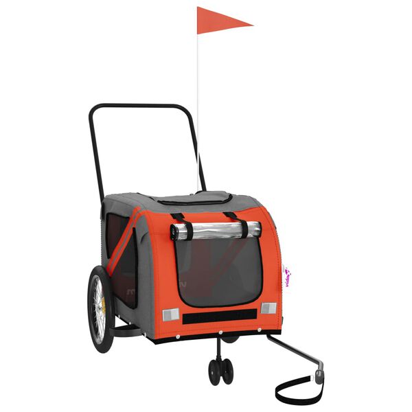 vidaXL lemmiklooma ratta j&auml;relk&auml;ru, oranž ja hall, oxford kangas/raud