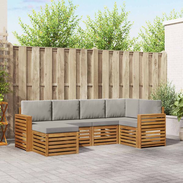 vidaXL Nurgadiivanikomplekt padjaga 6 pcs Looduslik ja Hele Hall