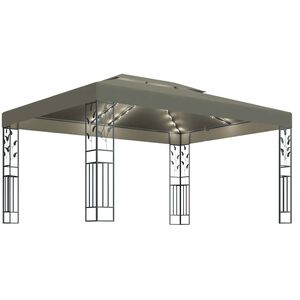 vidaXL varjualune topeltkatuse, LED-n&ouml;&ouml;rvalgustiga 3x4 m pruunikas