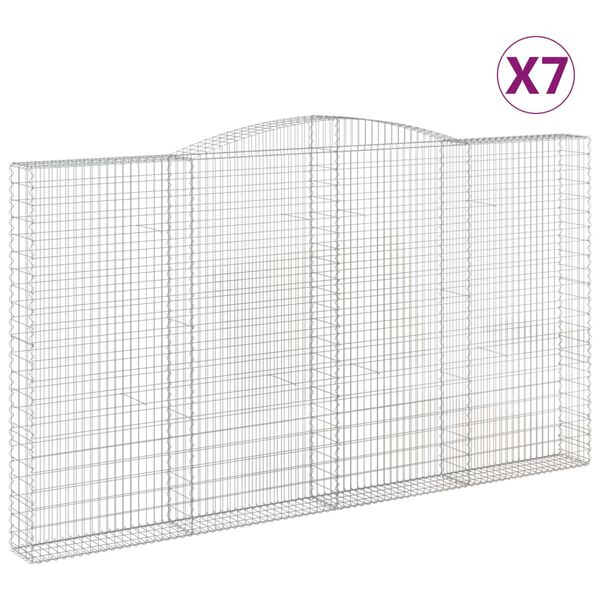 vidaXL kaarekujulised gabioonkorvid 7 tk, 400x30x220/240 cm, raud