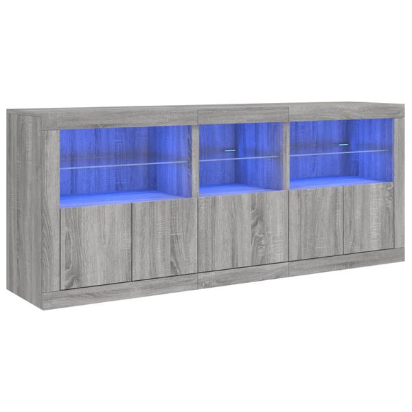 vidaXL puhvetkapp LED-tuledega, hall Sonoma tamm, 162x37x67 cm