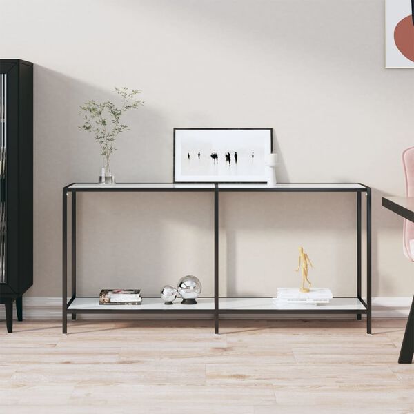 vidaXL konsoollaud, valge, 160 x 35 x 75,5 cm, karastatud klaas