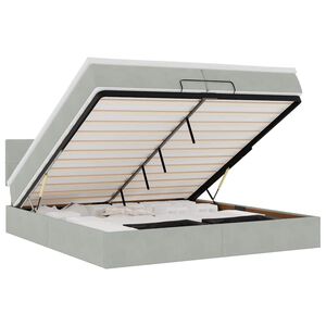 vidaXL Ottomani voodiraam madratsitega, helehall, 200x200 cm, samet