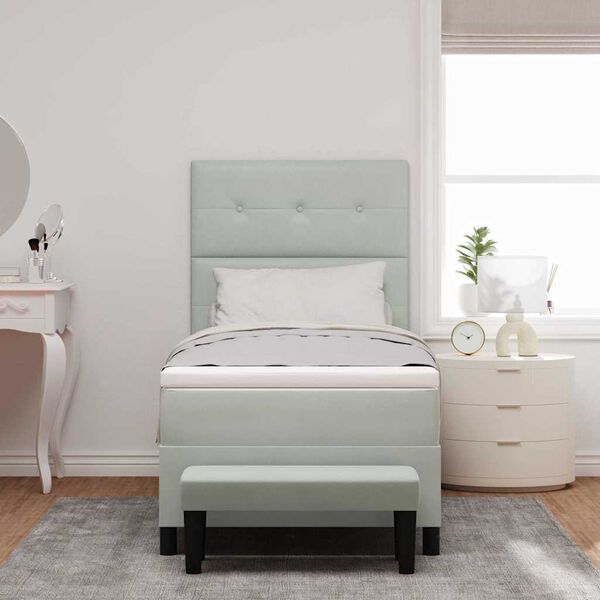 vidaXL Karbi vedrumadrats madratsiga peaga Helehall 90 x 200 cm Samet