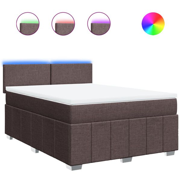 vidaXL kontinentaalvoodi madratsiga, tumepruun, 140x200 cm, kangas