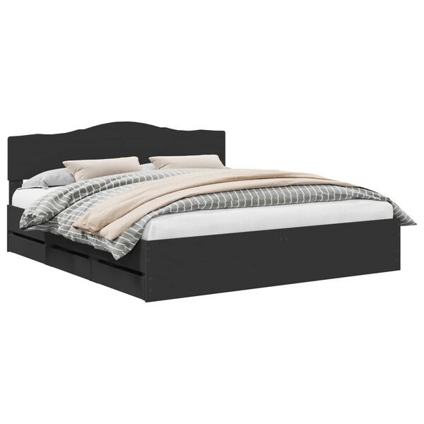 vidaXL Voodi raam sahtliga peaga Must 200 x 200 cm Inseneripuit