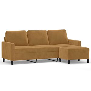 vidaXL 3-kohaline diivan jalapingiga, pruun, 180 cm, samet