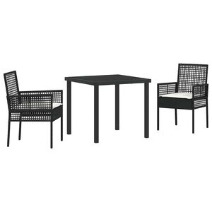 vidaXL Aia s&ouml;&ouml;gilaudade komplekt padjaga 3 pcs Must pol&uuml;rotang