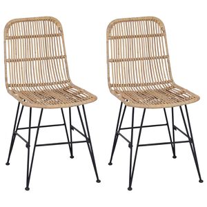 vidaXL S&ouml;&ouml;gitool 2 pcs Naturaalne 41 x 55 x 85 cm Rattan ja teras
