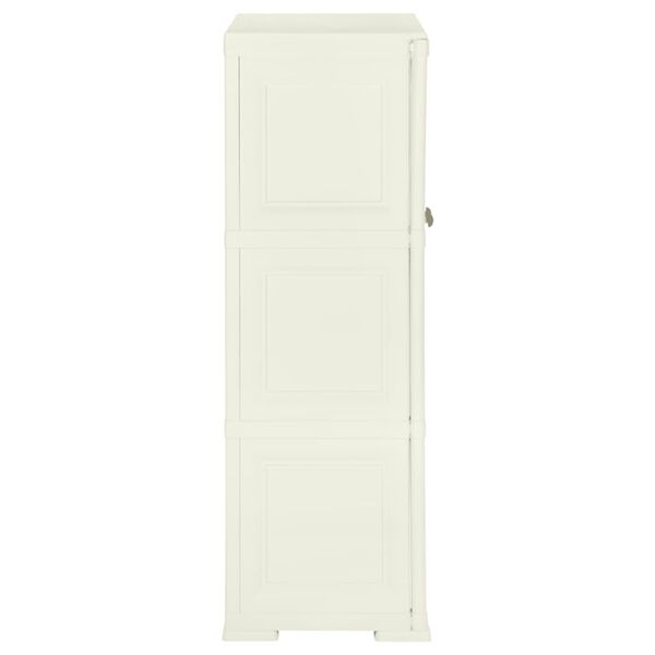 vidaXL plastkapp, 79 x 43 x 125 cm, puidudisain, vaniljevalge