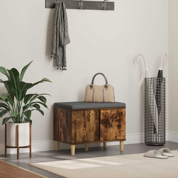 vidaXL Hallipink padjaga uksega Suitsetatud tamm 60 x 38 x 46 cm