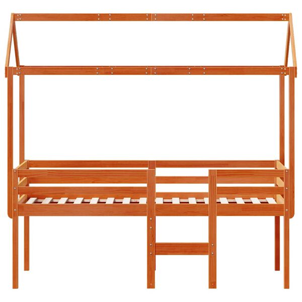 vidaXL k&otilde;rge voodi, katusega, meepruun, 75 x 190 cm, m&auml;nnipuit