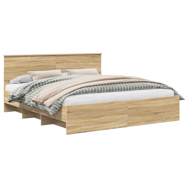 vidaXL Voodi raam peaga Sonoma tamm 180 x 200 cm Tehispuit