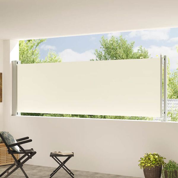 vidaXL lahtit&otilde;mmatav terrassi k&uuml;lgsein, 117 x 600 cm, kreemjas