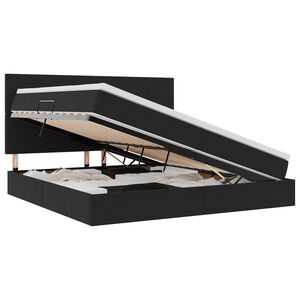 vidaXL LED-valgusega hoiuvoodi madratsiga Must 200 x 200 cm Samet