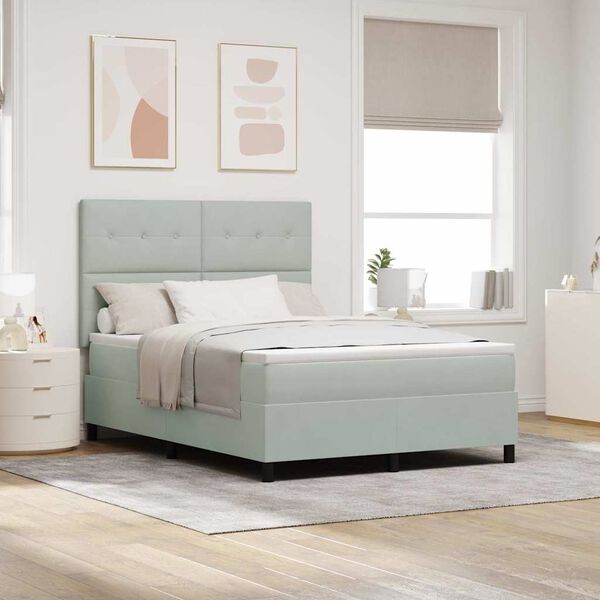 vidaXL Karbi vedrumadrats madratsiga peaga Helehall 160 x 200 cm Samet