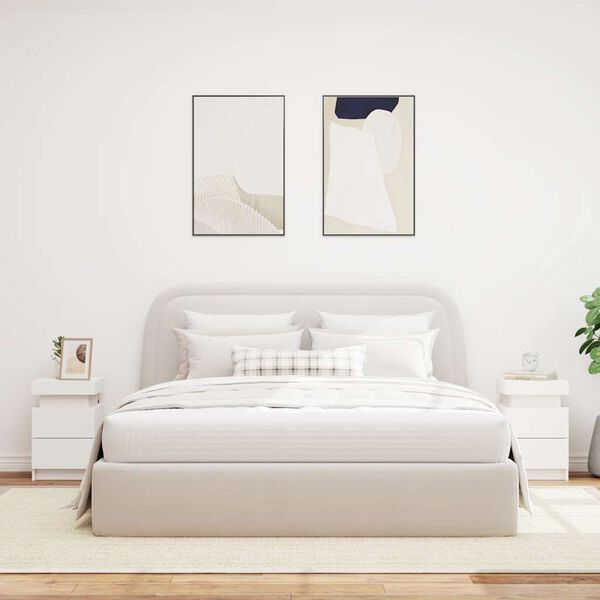 vidaXL &ouml;&ouml;kapid LED-tuledega 2 tk, valge, 35 x 39 x 55 cm