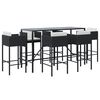 vidaXL 7-osaline aia baarikomplekt istmepatjadega, must, polürotang