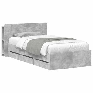 vidaXL Voodiraam ladustamisega peaga Betoonhall 75 x 190 cm Tehispuit
