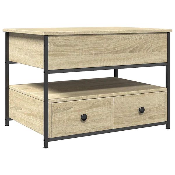 vidaXL kohvilaud, Sonoma tamm, 70 x 50 x 50 cm, tehispuit ja metall