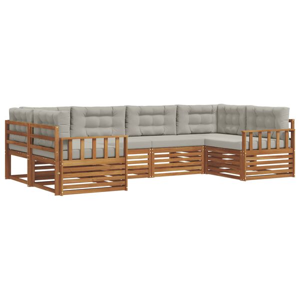 vidaXL Diivanikomplektid 6 pcs Looduslik ja Hele Hall Tugev akatsiapuu