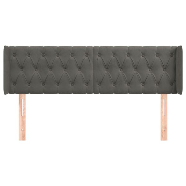 vidaXL voodipeats servadega, tumehall, 147x16x78/88 cm, samet