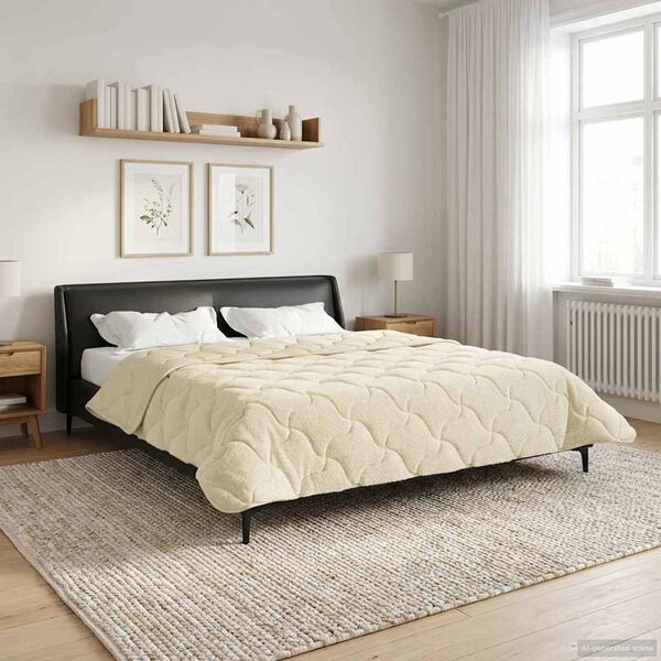 vidaXL Talve tek cream 220 x 240 cm Mikrokiud ja Teddy villa